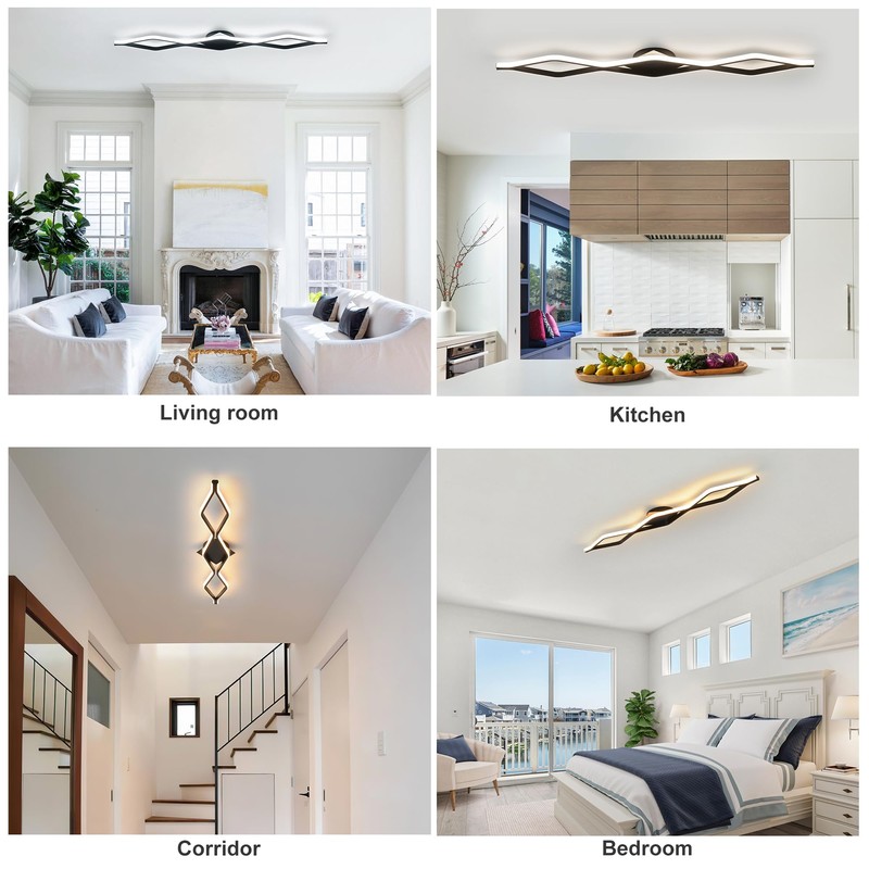 Qcyuui Dimmable LED Ceiling Lights 46.4'' Kitchen Lighting Fixtures Ceiling