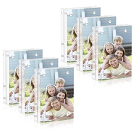 lalago Pack of 6 Clear Acrylic Picture Frames, Table Picture Frame, 6 x 9 cm Acrylic Magnetic Picture Frame, Acrylic Picture Frame, Photo Frame, Compatible with Instax Mini