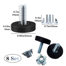 8Pcs Adjustable Furniture Levelers, Leveling Feet Screw in Chair Feet Table Chair Leveler Furniture Leveling Feet for Furniture Leg (8 Pcs)