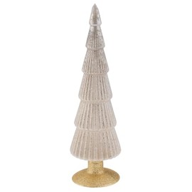 Karma, Tabletop Christmas Tree Decorations, Holiday Glass Christmas Tree Décor, 14.5" Flared Tree White