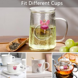 Tea Infusers for Loose Leaf Tea Cute Animal Turtle Shark Dragonfly Tea Strainers for Loose Tea Infuser with Pink Fairy Pendant Loose Leaf Tea Steeper Tea Tags Tea Diffuser (Pink Fairy)