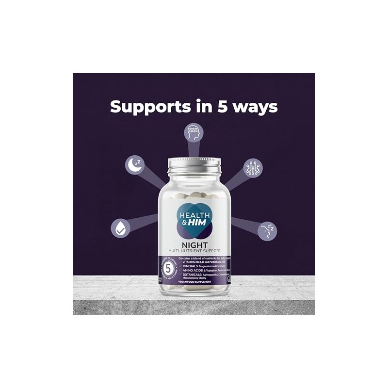 Health & Him Night Men's Supplement, Vegan, 60 Day Supply