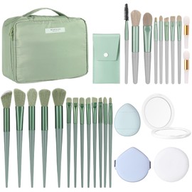 Paterr 28 Piezas Set de Maquillaje de Viaje para Mujer Neceser con Brochas de Maquillaje Brochas Sintéticas de Alta Calidad y Espejo para Regalo de...