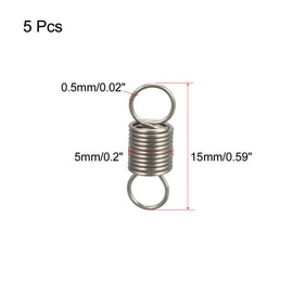 sourcing map Extended Tension Spring Wire Diameter 0.02" , OD 0.2" , Free Length 0.59" Stainless Steel Small Dual Hook Tension Spring for Machinery Construction Industrial 5pcs