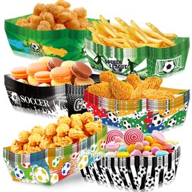 TOLGOE Soccer Party Supplies Decorations 2026-48 PCS Disposable Paper Food Trays for World Cup Game Day, Soccer Themed Plates for Popcorn, Nachos, Fries, Hot Dogs