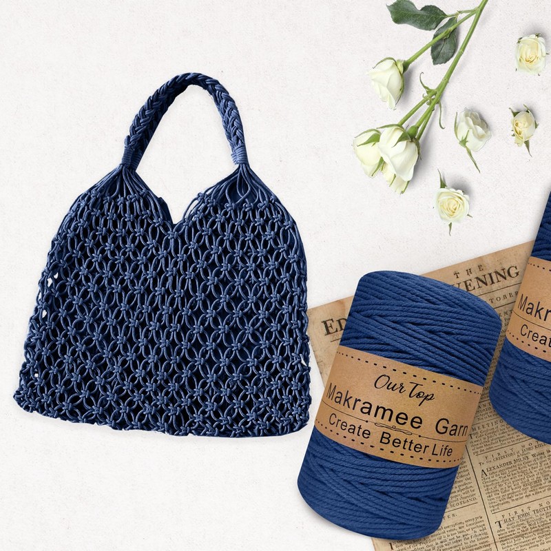 OurTop Premium Macrame Yarn Lake Blue, 3 mm x 300