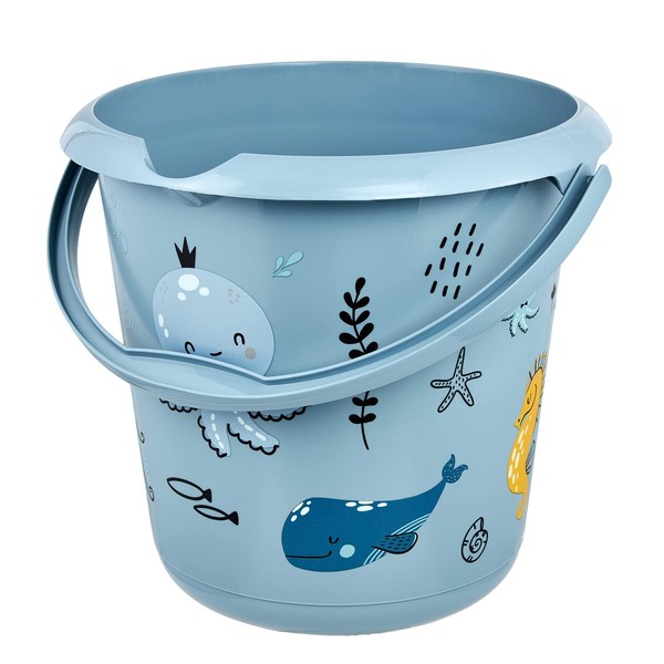 keeeper 10L Ilvie Sea Life Nordic Blue Bucket with Integrated Measuring Scale and Ergonomic Handle
