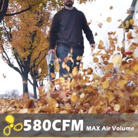 WeGofly Cordless Leaf Blower, 2 x 21V 4.0Ah Battery and Charger, 580CFM / 160MPH Electric Leaf Blowers for Patio Cleaning, Lawn Care, Blowing Leaves and Snow