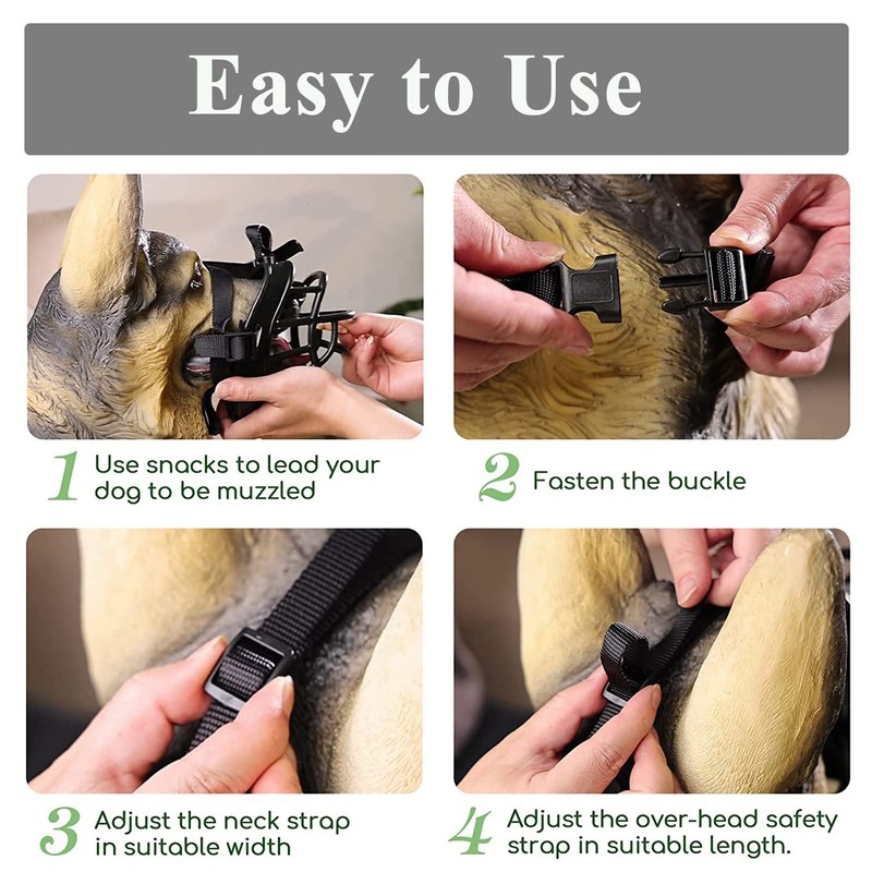 Dog Muzzle, Soft Rubber Safe Basket Breathable Muzzles Adjustable Straps