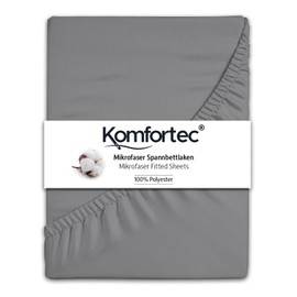 Komfortec Brushed Microfibre Fitted Sheet 140 x 200 cm Grey