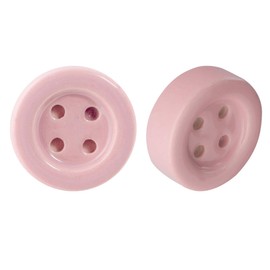 Nicola Spring Ceramic Cupboard Drawer Knobs - Button Design - Pink - Pack of 6