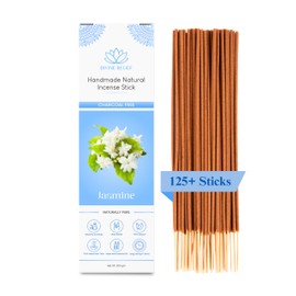 Divine Belief Jasmine Incense Sticks - 100% Natural, Handmade, Hand-Dipped - Organic, Charcoal-Free for Purification, Relaxation, Positivity, Yoga, and Meditation - 130 Sticks (200g)