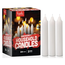 Hyoola Emergency Candles, White Short Tapers, Unscented Emergency Candle for Home and Emergencies Kit (Pack of 24)