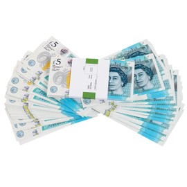 cardly Counterfeit Money 5 Pound Bills Prop Money Pound | British Company | 100 Notes | 500 Pound Stacks | For Movies, Advertising, Games, Parties, Supreme, Weapons, Costumes, Casino Games (5GB