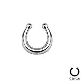 7ZACC Fake Septum Clicker Clip on Non Piercing Nose Ring Hoop Plain Non-Piercing Septum Hanger (Silver)