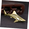Levemolo Brass Shark Figurine Small Desktop Decor Unique Tabletop Ornament