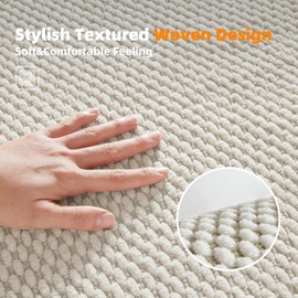 BULULOM Bathroom Toilet Rug, Chenille Bathroom Mat for Toilet Mat, Non Slip Absorbent Bath Rug, Washable U Shap Mat Contour Bath Rugs for Toilet Base Beige 20"*24"