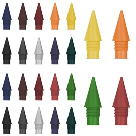 AUAUY 24 PCS Inkless Pencil Replaceable Colored Refill, Infinite Pencil Replaceable Graphite Nib, Inkless Everlasting Pencils Colored Replacement Head for Writing Drawing Office School Supplies