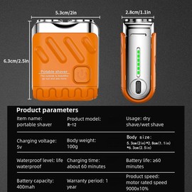 Portable Electric Shaver, Mini Shaver with Box, Portable Men's Electric Shaver for Car, Great for Travel, Daily Use, Christmas Gift - Color: Rust Orange, Specification: one-size