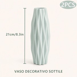 Vasi in Plastica 2 Pezzi Effetto Ceramica Verde