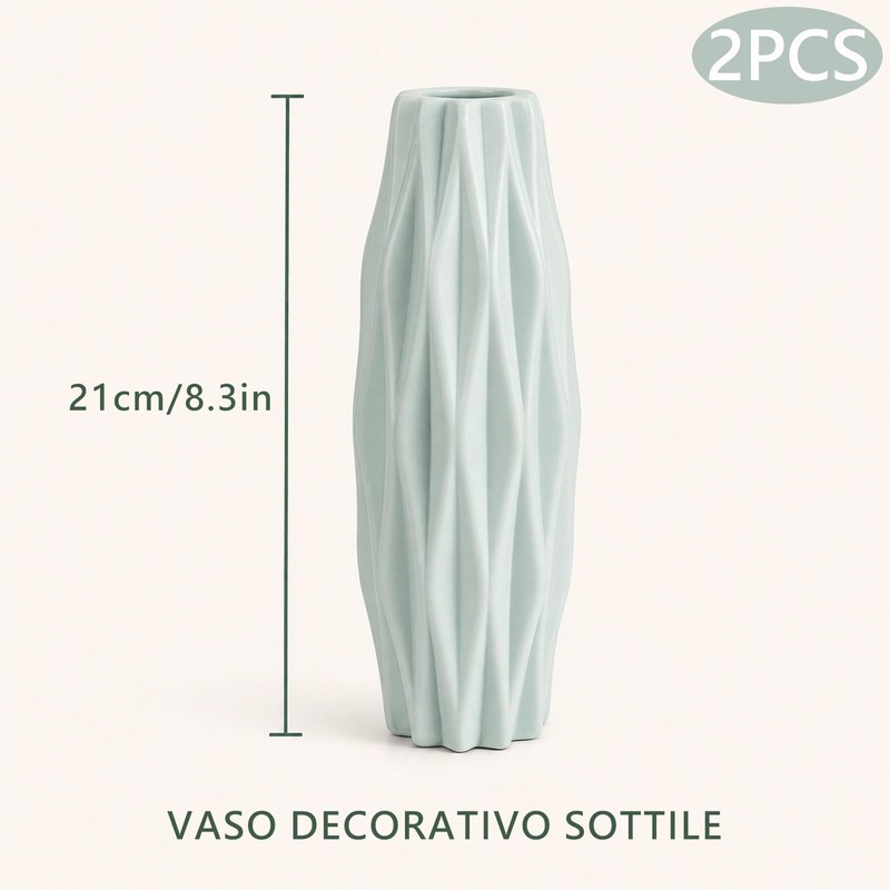 Vasi in Plastica 2 Pezzi Effetto Ceramica Verde