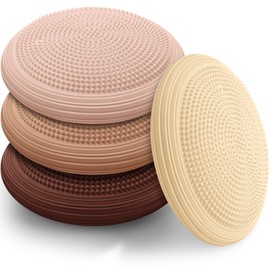 Libima 4 Pcs Wiggle Seat Inflated Wobble Cushion for Kid 13 Inches Balance Disc Sensory Seat Flexible Cushions for Classroom Sensory Pad for Chair Wiggle Cushion with Needle Pump(Maillard Color)