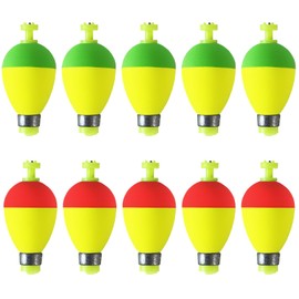 Bombite Fishing Bobbers Floats,10 Packs Weighted Bobbers for Fishing Foam Snap-on Fishing Floats Ball Oval Fishing Corks Bluegill Crappie Panfish Bass Trout Oval-Shape 1.75 in