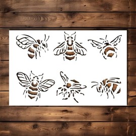Bee Stencil Template - Reusable Big Bumble Bee Stencils for Painting on Wood, Glass, Wall Rock, Walls, Canvas, Glassware, Spray Painting, Airbrushing, Crafts (7x11)