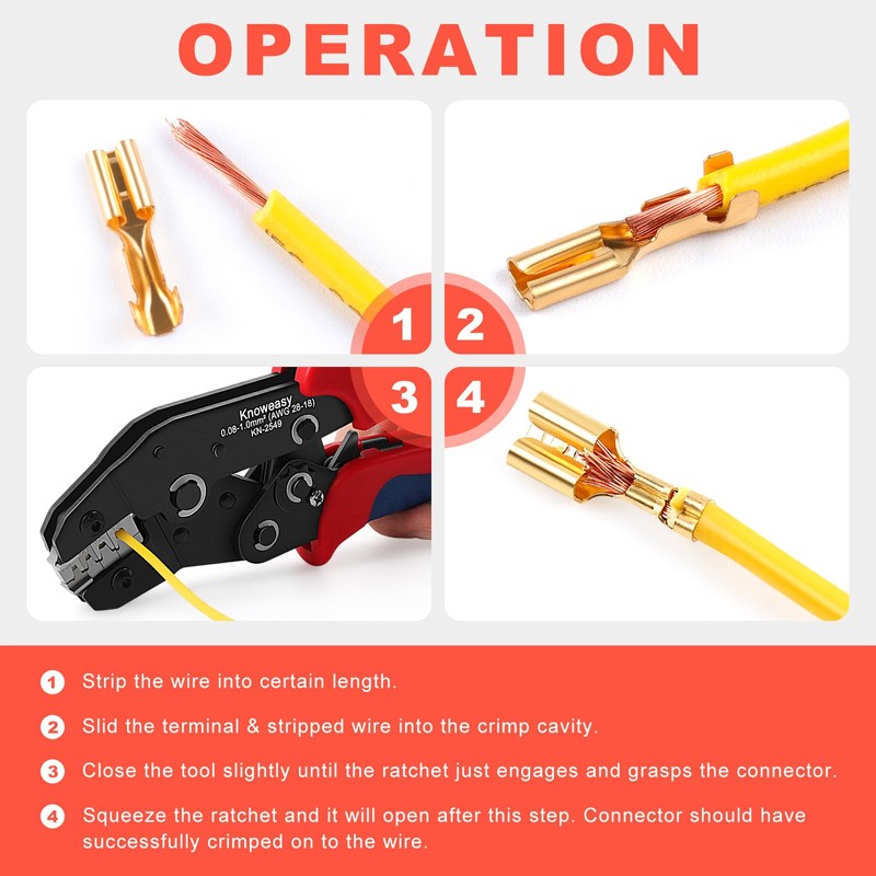 Knoweasy KN-2549 Precision Crimper Tool - Compatible with JST, Molex,