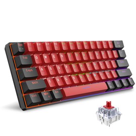 Snpurdiri Snpurdiri 60% Wired Mechanical Keyboard, Mini Gaming Keyboard with 61 Red Switches Keys for PC, Windows XP, Win 7, Win 10 (Black-Red, Red Switches)