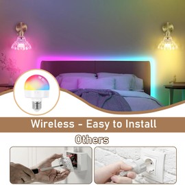 Vintage Battery Operated Wall Sconces Set Of Two, Indoor not Hardwired Brass Amber Glass Lampshade Fixtures,Rechargeable Wireless RGB Wall Lights with Dimmable Remote Control,for Bedroom Living Room