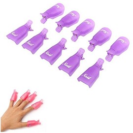 Jimmyhome Professional Durable Reusable Plastic Nail Art Polish Soak Off Remover Wrap Cleaner Tool (Pack of 10) (Purple)