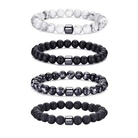 RANKEEF Mens Beaded Bracelets Set 9MM Tiger Eye Bracelet Men Lava Stone Bracelet Stretch Natural Stone Bead Bracelet Mens Bracelets Beads Beaded Bracelets for Men