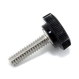 #10-24 x 3/4" Thumb Screw Stainless Steel - Black Knurled Round Plastic Knob - Standard/Coarse Thread Thumbscrew - Length: 0.750" - Proudly Built in USA - Package of (4)