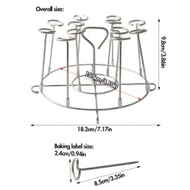 Air Fryer Skewer Rack, Round Skewer Stand with 12 Steel Sticks, Portable Stainless Steel Air Fryer Accessories Grill for Grilling Home Kitchen Kabobs