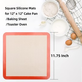 Alfombrillas cuadradas de silicona para hornear para tartas de 12 pulgadas, sartén de tarta de queso de 12 x 12 pulgadas, freidora de aire XL, alfombrilla cuadrada de silicona de grado alimenticio de