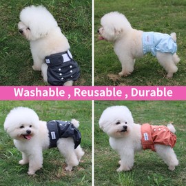 Susunyloviy Washable Female Dog Diapers for Small Dogs,Pack of 4 Reusable Puppy Diapers Super Absorbent Dogs Pants in Period,Heat Cycle,Incontinence,Excitable Urination,Small