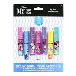 Minnie Mouse 7 unidades de brillo para labios de a base de plantas,primer set de maquillaje para niñas, perfecto para fiestas, pijamadas y regalos de cumpleaños, para mayores de 3 años, de Townley Girl