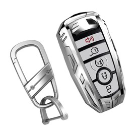 SLAKNOK for Ford Key Fob Cover with Keychain,Stylish and Durable Zinc Alloy Protection Key Case Compatible with Expedition Explorer Fusion Escape Edge F150 F250 F350 F450 F550 Key Shell Accessories