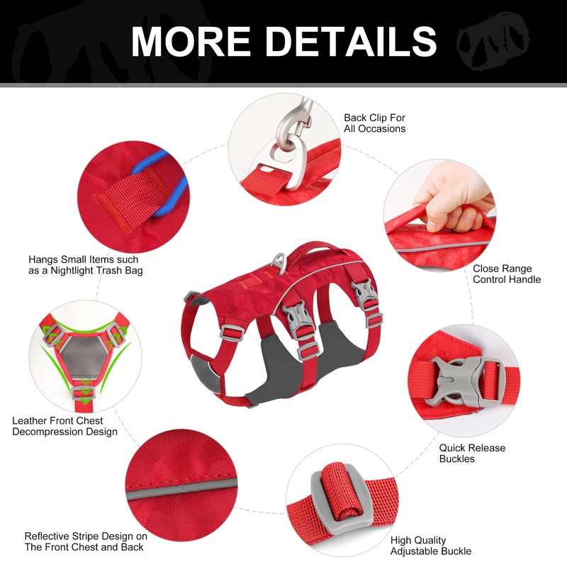 AKAILEA Escape Proof Dog Harness Medium Sized Dog, Lightweight Full