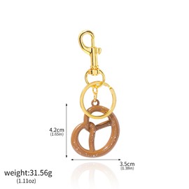 SONGCHANGJEWELRY Cute Pretzel Keychain for Women – Gold or Silver Purse Charm, Snack-Inspired Bag Accessory, Gift Idea for Friends, Food Lovers, or Stylish Travelers