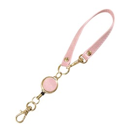 [Pretimo] Reel Strap with Reel, Stretchable Key Chain, Reel Keychain, Key Reel, Women's, Men's, PU Leather, White, Black, Brown, Rose Pink/Champagne Gold Hardware