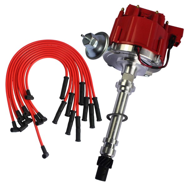 JDMSPEED New HEI Distributor with Spark Plug Wires Ignition Combo Kit Replacement for Chevy SBC 350 BBC 454