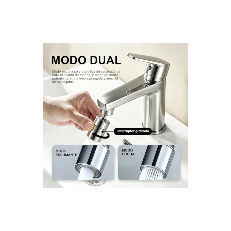 Regadera para Fregadero de Cocina, 2 Modos Extensor de Grifo