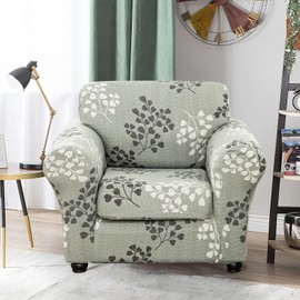 Lamberia Printed Sofa Cover High Stretch Sofa Slipcovers 2 Piece Armchair Slipcover with One Separate Cushion Cover Elastic Bottom Floral Pattern (Fall, Armchair)
