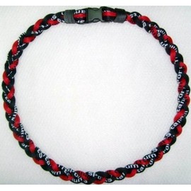 20 Red/Black Titanium Sports Tornado Baseball Necklace by Power Sport