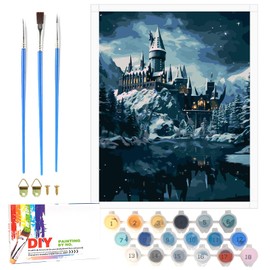 LAISU Paint by Numbers for Adults Beginners, 40 x 50 cm, Large DIY Painting by Numbers with Canvas Brushes, Acrylic Paints, Hary Pote Hogwas Magic School Painting Set for Junior Gifts and Home