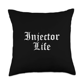 Vintage Injector Life Med Spa Cosmetic Nurse Injector Throw Pillow