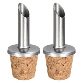 uxcell Stainless Steel Bottle Pourers, 2Pcs Olive Oil Spout Cork Design Wine Bottle Stoppers, Wine Pourers Liquor Pour Spouts for Pours Liquid, Wine, Vinegar, Most Liquor Bottles