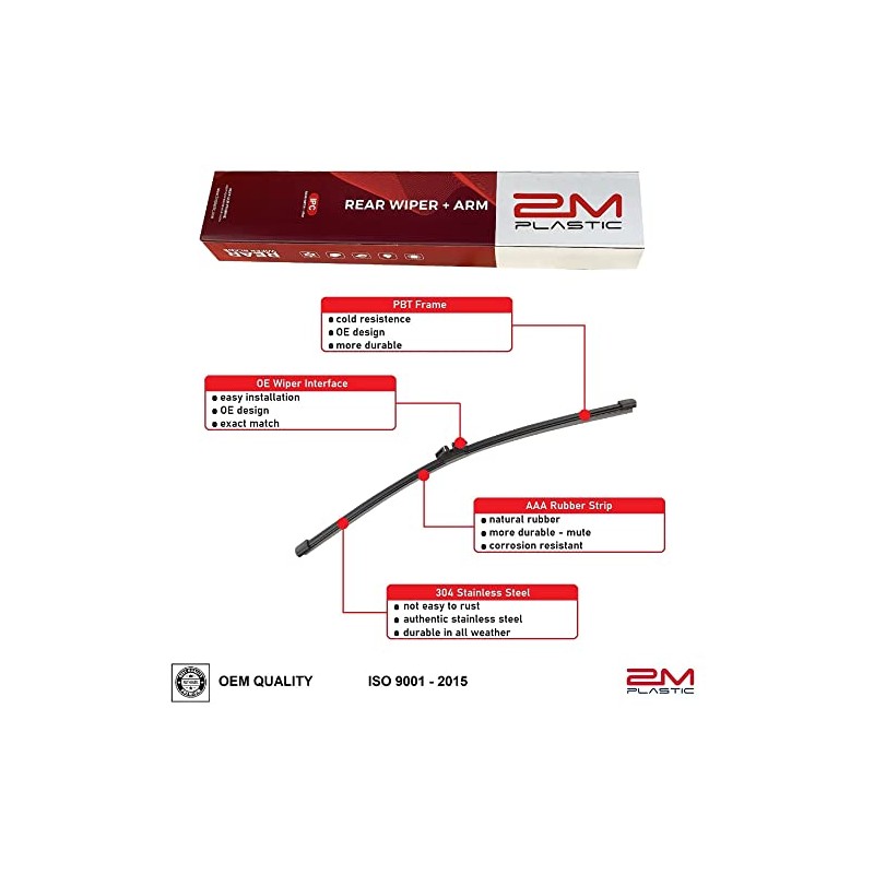 2M PLASTIC Rear Wiper Arm Blade Factory OEM Style Replacement